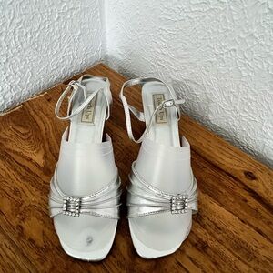 Touch Ups Silver Rhinestone Accent Slingback Heels